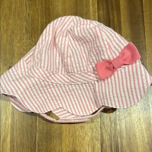 Pink Striped baby girl sun hat: 3-6 months